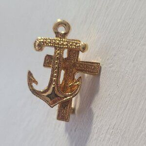 Cross And Anchor Vintage Lapel Pin Brooch